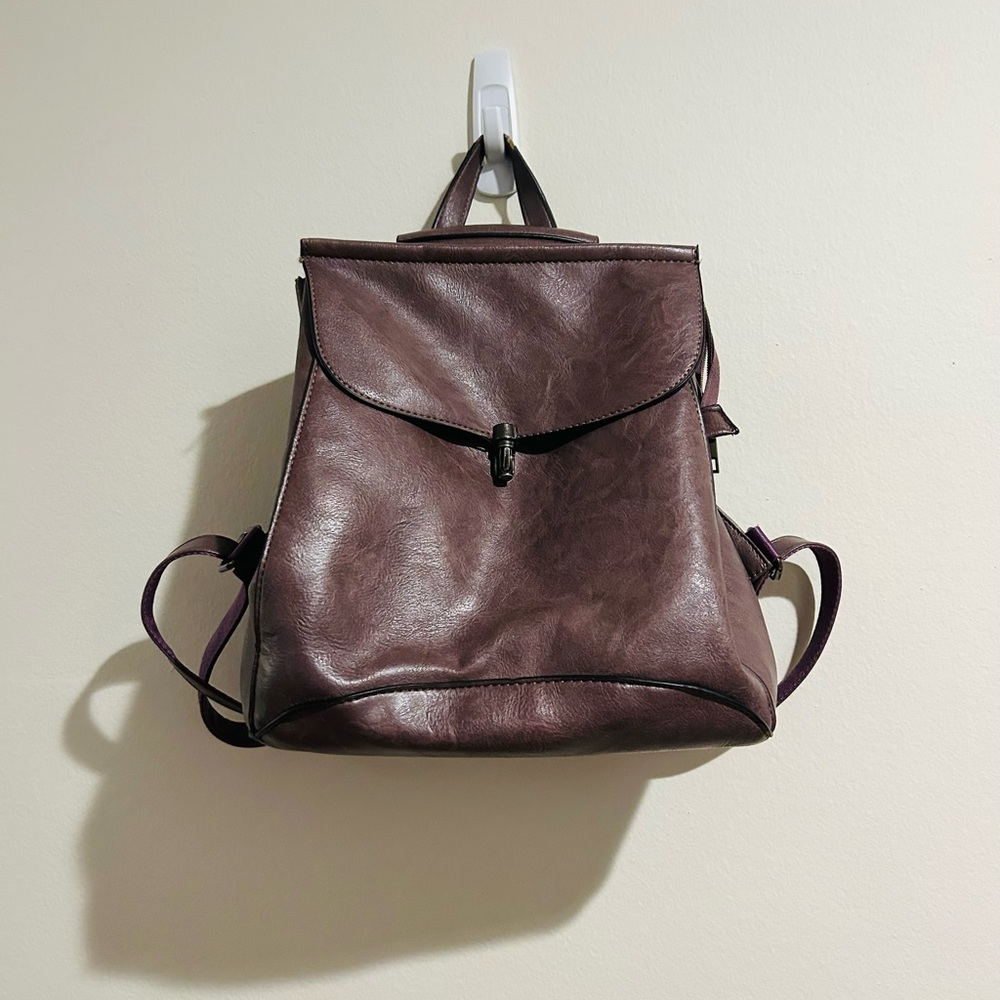 Purple Faux Leather Backpack